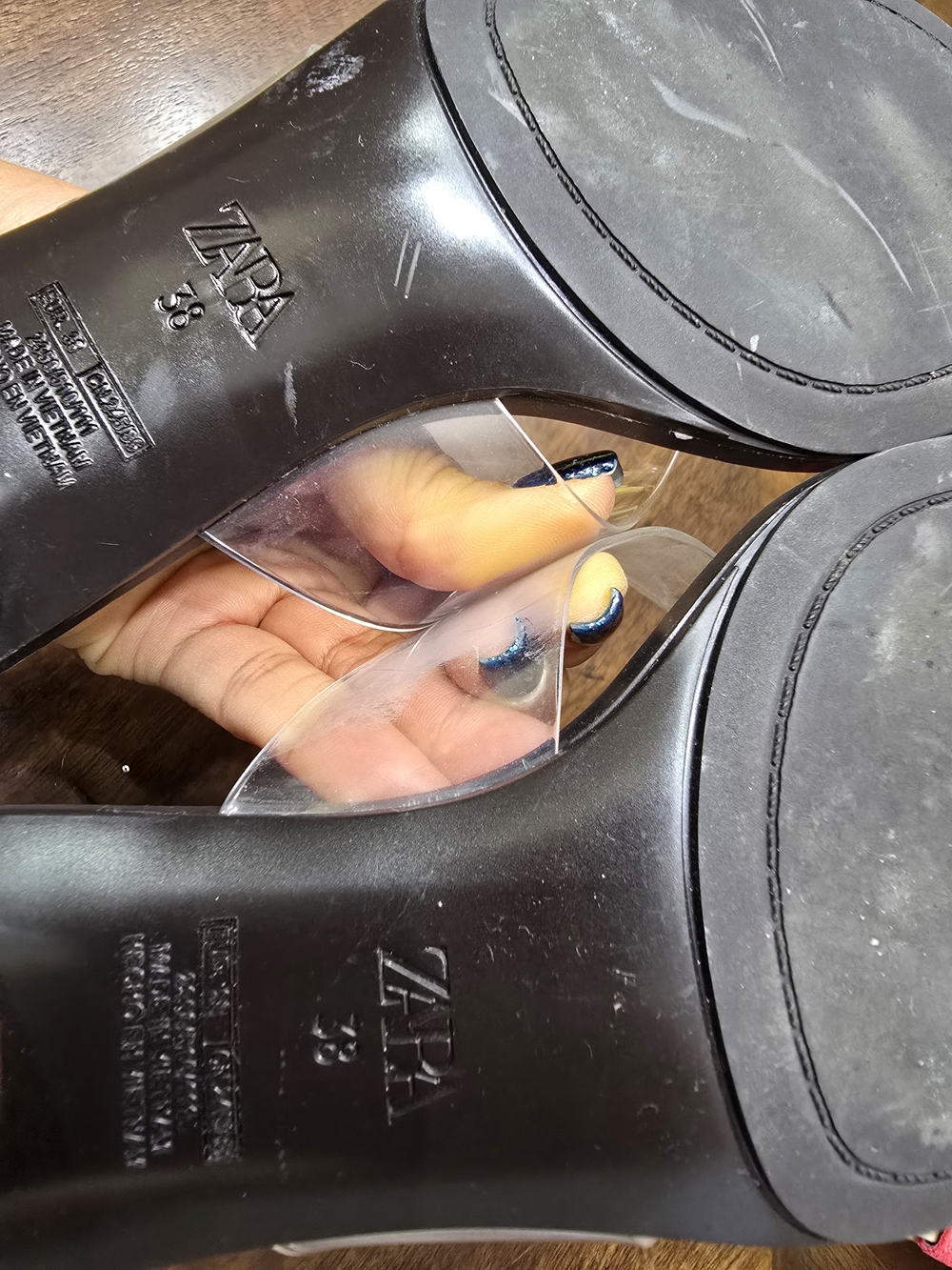 Zara Clear Strap Tan Block Heel Sandals - Picture 5 of 10